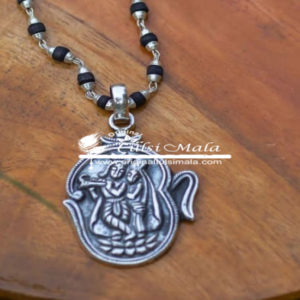 Shri Radha Krishna Silver Pendant Necklace Mala